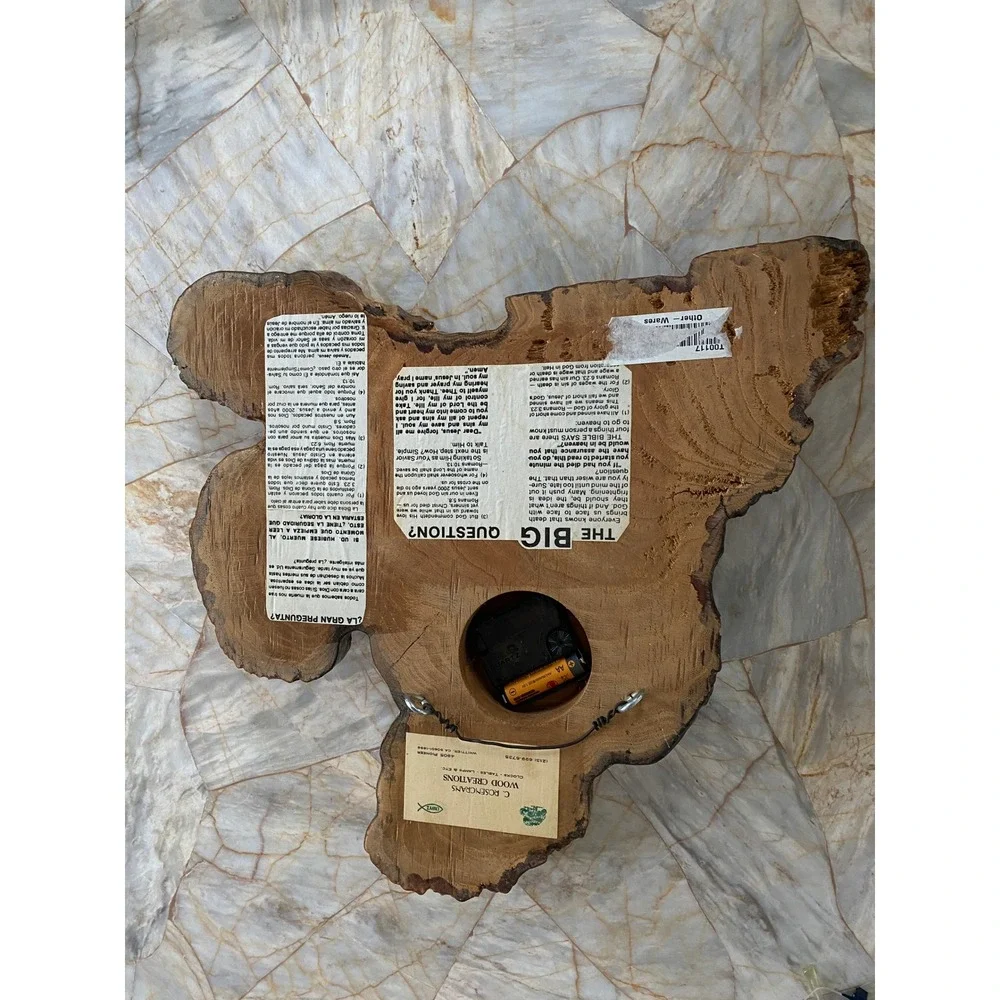 C. Rosencrans Wood Creations Vintage Live Edge Western Cowboy Wall Clock Signed